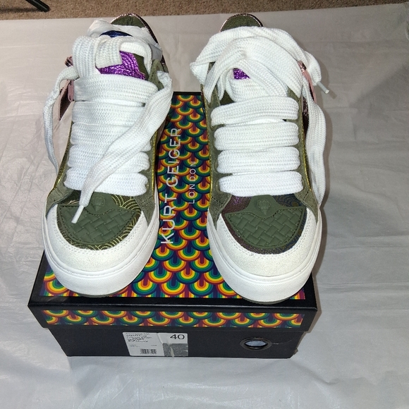 Used Kurt Geiger Green And Pink Sneakers-Womens Size 40 - Picture 6 of 7